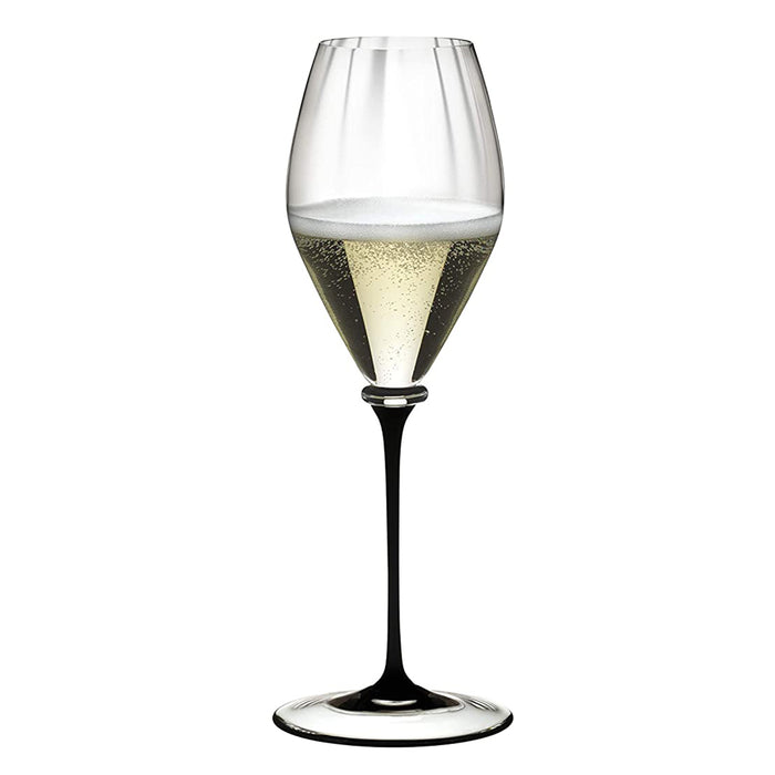 Riedel Fatto A Mano Performance Champagne Glass with Black Stem, 13 Oz