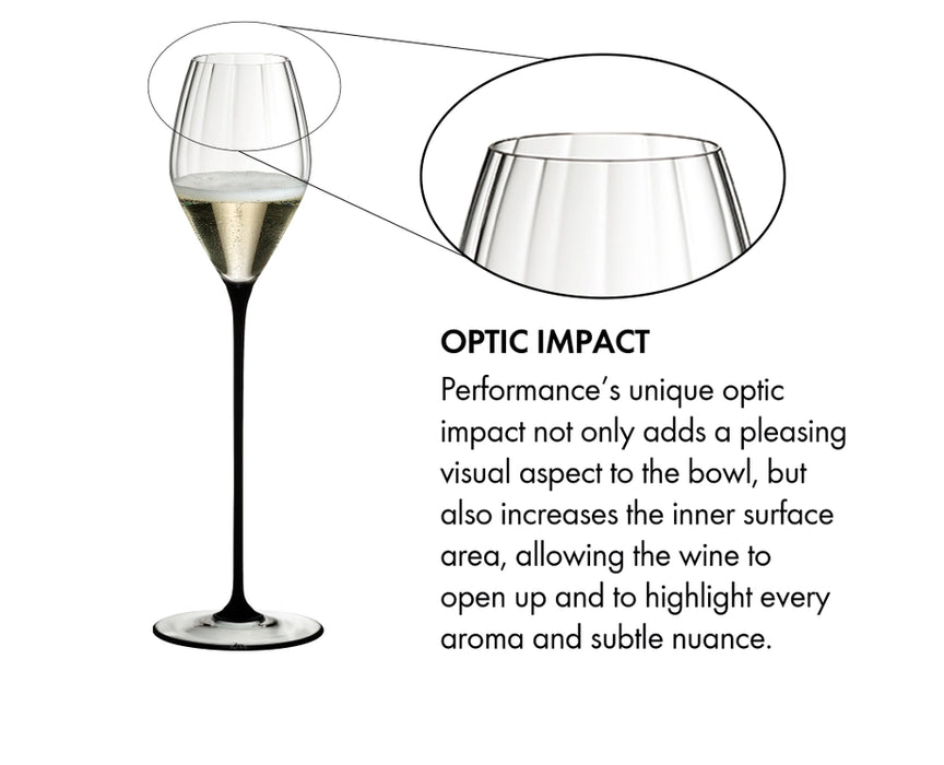 Riedel High Performance Black Crystal Champagne Glass, 13.2 Oz
