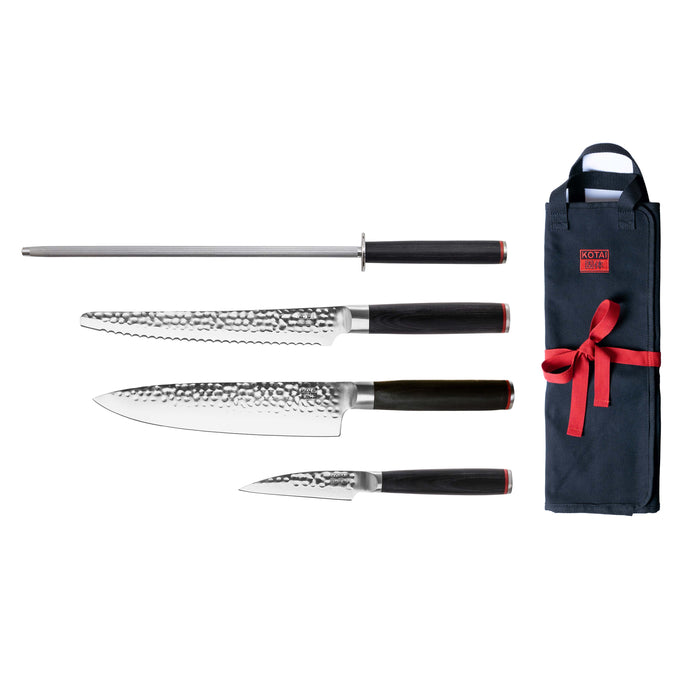 Kotai Stainless Steel Pakka 5-Piece Knife Set with Black Pakkawood Handle