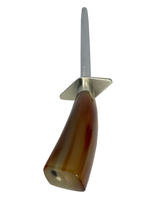 Coltelleria Saladini Stainless Steel Knife Sharpener with Ox Horn Handle, 15.5-Inch