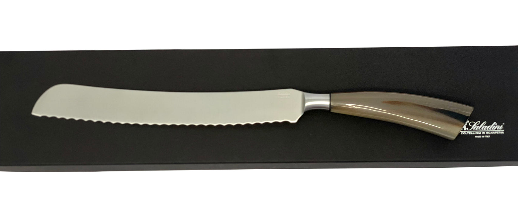 Coltelleria Saladini Stainless Steel Bread Knife with Ox Horn Handle, 9.25-Inch