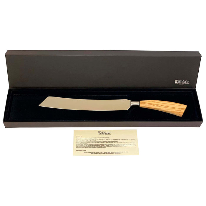 Coltelleria Saladini Stainless Steel Slicing Knife with Olive Wood Handle, 9-Inch
