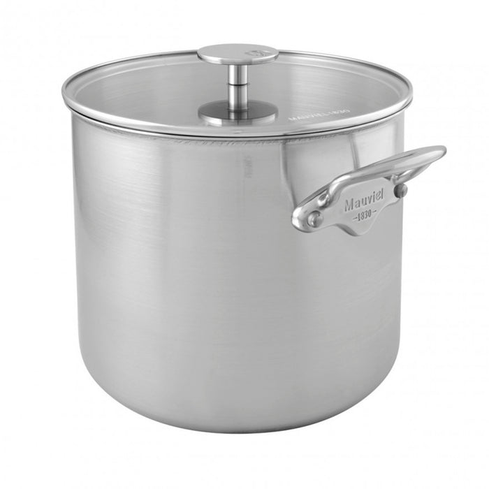 Mauviel M'Urban 3 Stainless Steel Stock pot with Glass Lid, 9.7-Quart