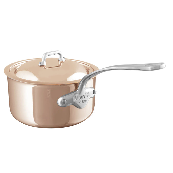 Mauviel M'6S Copper Sauce Pan With Stainless Steel Handle & Copper Lid, 1.9-Quart