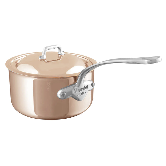 Mauviel M'6S Copper Sauce Pan With Stainless Steel Handle & Copper Lid, 3.6-Quart