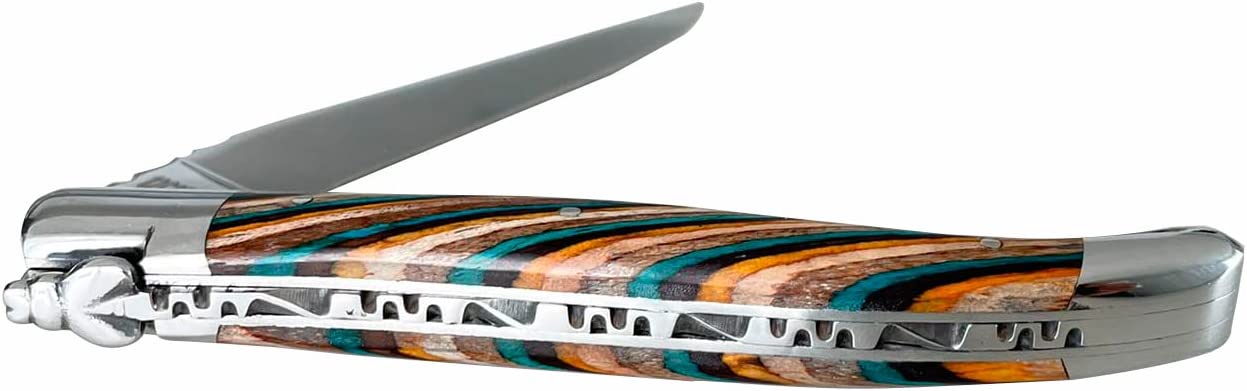 Laguiole en Aubrac Stainless Stee Knife, Samba Wood with Brown Veins Handle