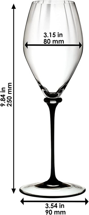 Riedel Fatto A Mano Performance Champagne Glass with Black Stem, 13 Oz