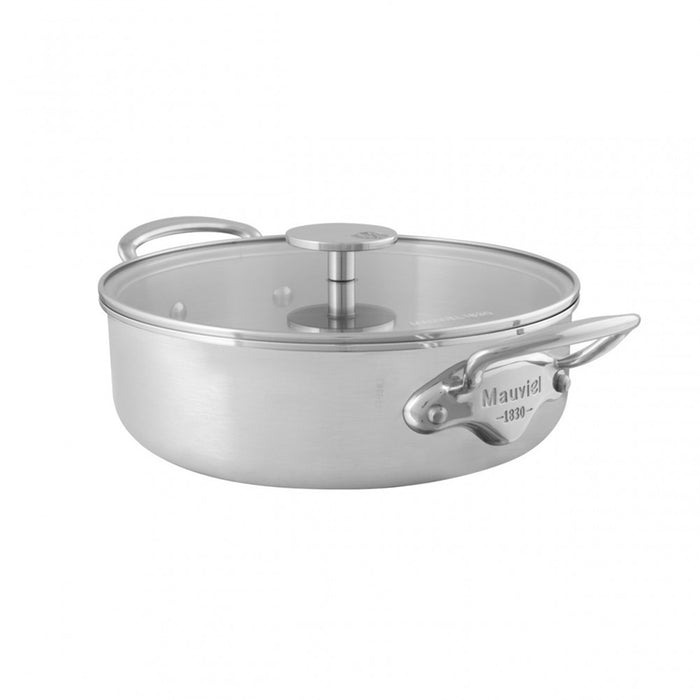 Mauviel M'Cook Stainless Steel Rondeau With Glass Lid, 6-Quart