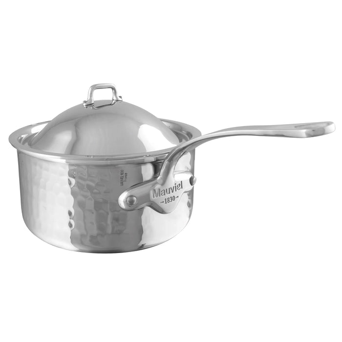 Mauviel M'Elite Sauce Pan with Stainless Steel Dome Lid, 0.9-Quart