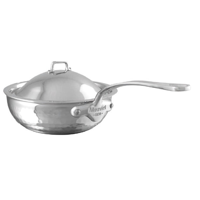 Mauviel M'Elite Curved Splayed Saute pan with Stainless Steel Handle & Lid, 2.1-Quart
