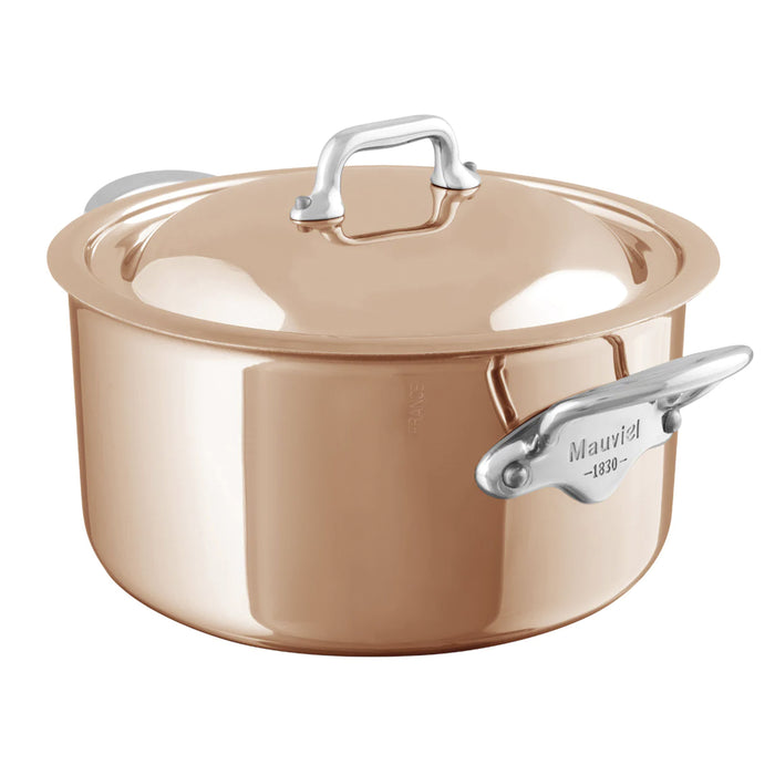 Mauviel M'6S Copper Cocotte With Stainless Steel Handles & Copper Lid, 6.1-Quart