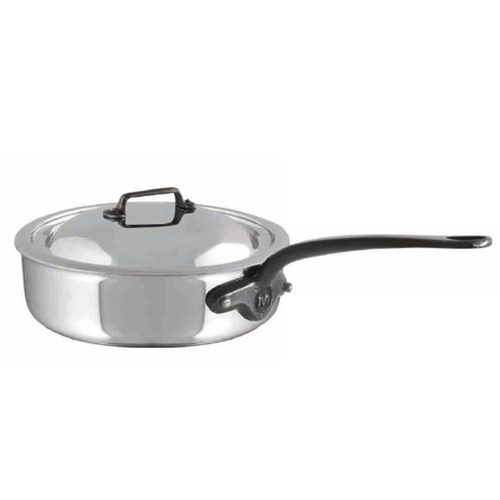 Mauviel M'Cook CI Stainless Steel Saute Pan With Cast Stainless Steel Handle & Lid, 3.4-Quart