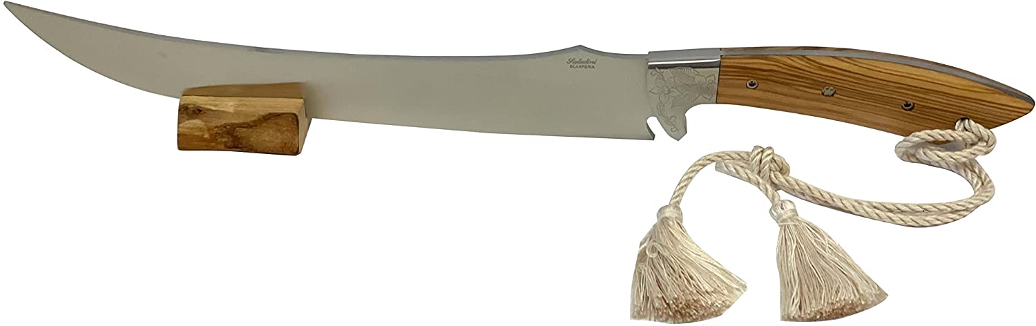 Coltelleria Saladini Stainless Steel Sabrage Saber with Olive Wood Handle, 11-Inches