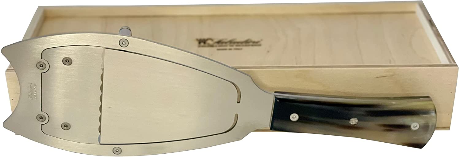 Coltelleria Saladini Stainless Steel Truffle Cutter with Ox Horn Handle, 11-Inches