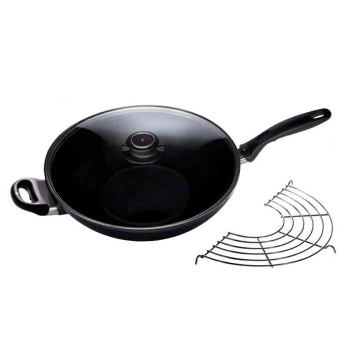 Swiss Diamond HD Induction Nonstick Wok with Lid and Rack, 5.3-Quart