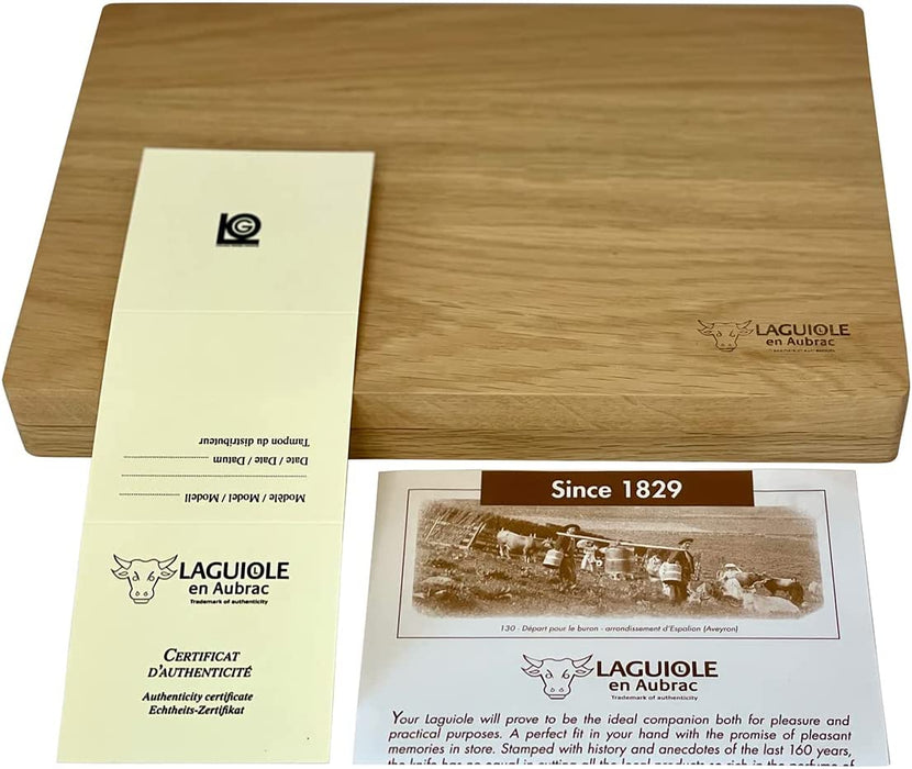 Laguiole en Aubrac Stainless Steel 6-Piece Brushed Steak Knife Set with Mixed Burls Wood Handles