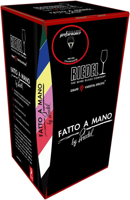 Riedel Fatto A Mano Performance Riesling Wine Glass with Black Stem, 22 Oz