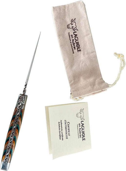 Laguiole en Aubrac Stainless Stee Knife, Samba Wood with Brown Veins Handle