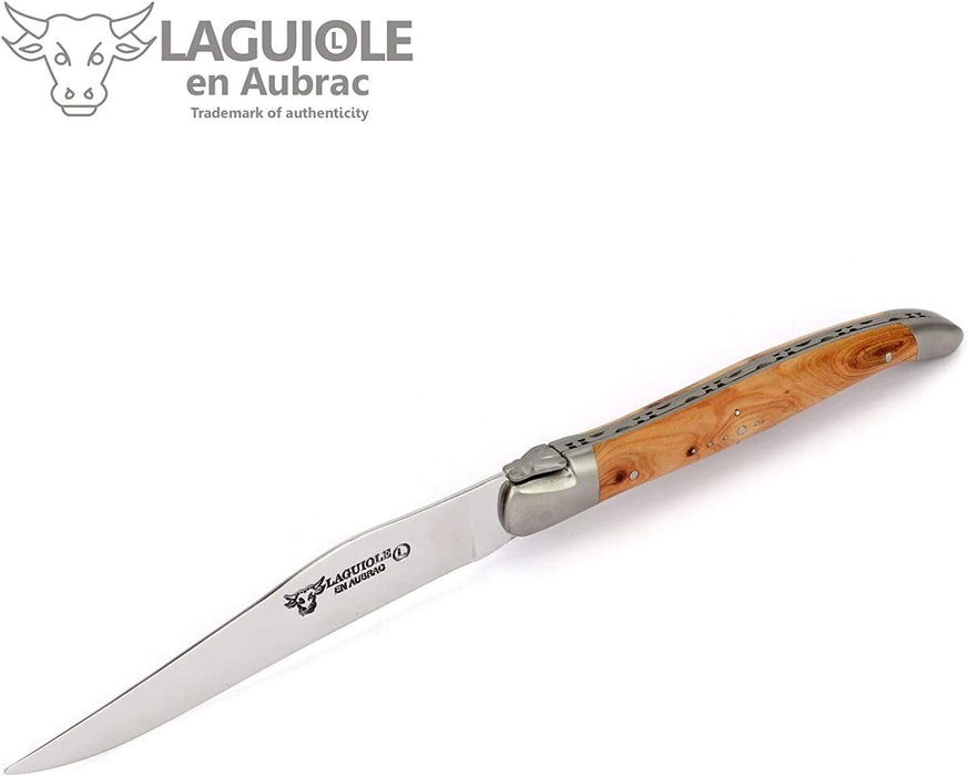 Laguiole en Aubrac Stainless Steel 6-Piece Steak Knife Set with Juniper Handle