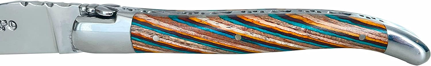 Laguiole en Aubrac Stainless Stee Knife, Samba Wood with Brown Veins Handle