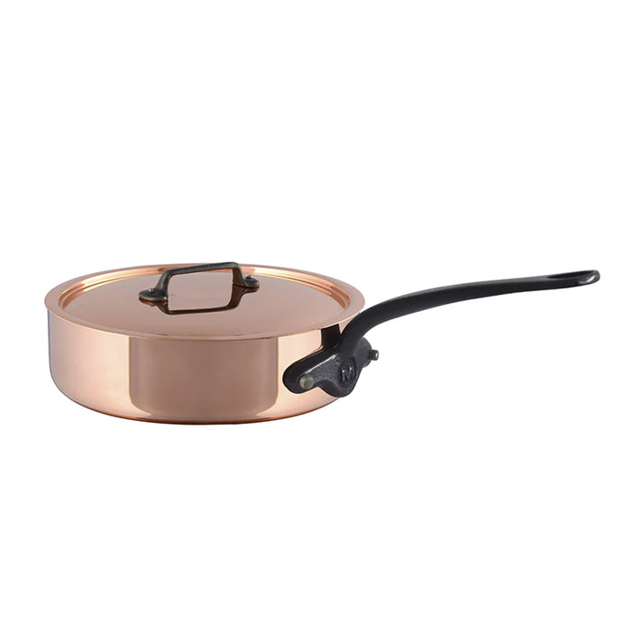 Mauviel M'150ci Copper Saute pan With Cast Iron Handle & Copper Lid, 5.9-Inches