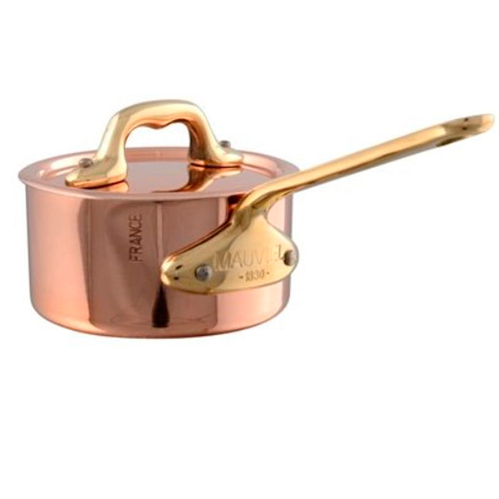 Mauviel M'Mini Copper Sauce pan With Bronze Handle & Copper Lid, 0.32-Quart