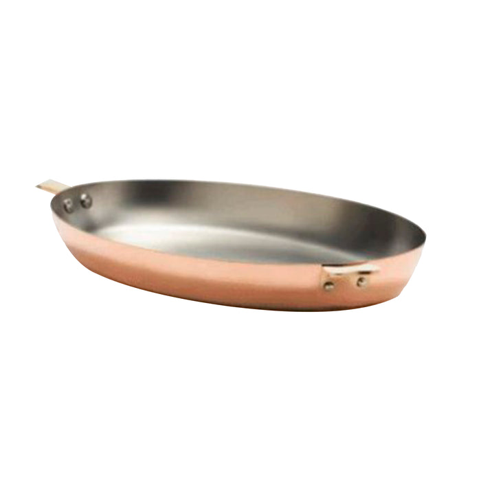 Mauviel Art Deco Copper Stainless Steel Oval Pan, 13.8-Inches