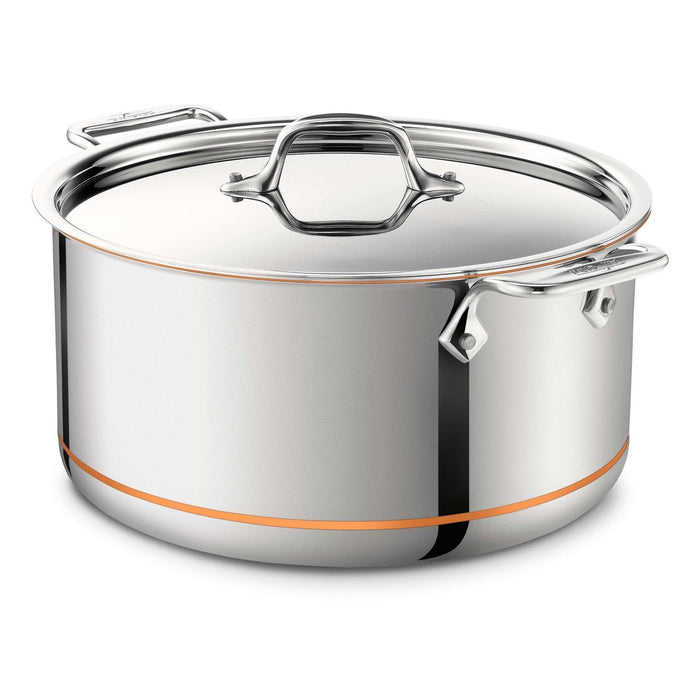 All Clad 6508 SS 5-ply Brushed Copper Core Stockpot with Lid, 8-Quart
