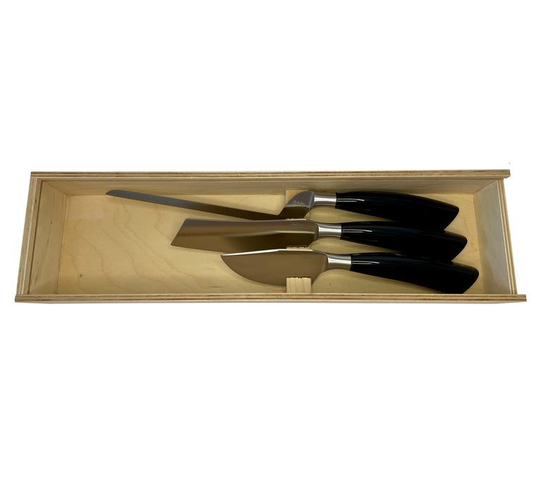 Coltelleria Saladini Stainless Steel 3-Piece Cheese Knife Set with Buffalo Horn Handle