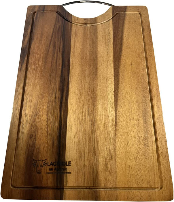 Laguiole en Aubrac Acacia Wood Cutting Board with Stainless Steel Handle, 14.25 x 9.9-Inches