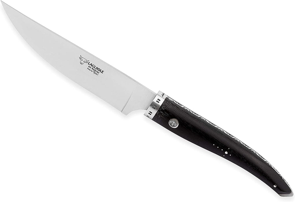 Laguiole en Aubrac Stainless Steel 7-Piece Premium Kitchen Knife Block Set with Mixed Wood Handles