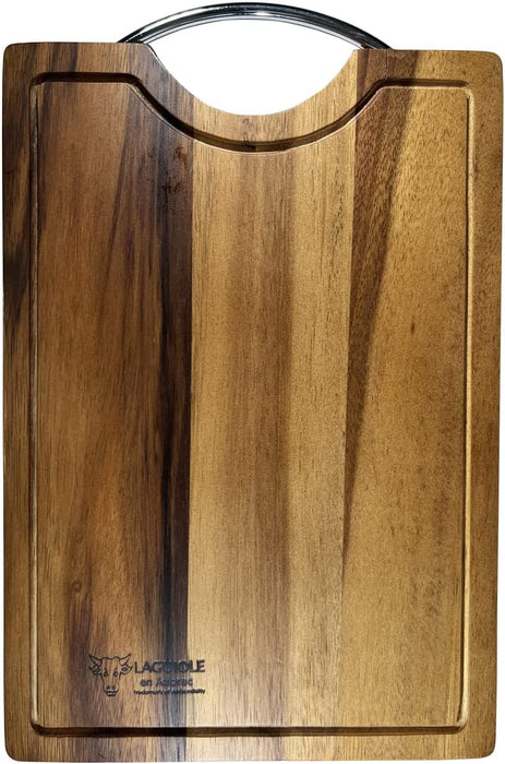 Laguiole en Aubrac Acacia Wood Cutting Board with Stainless Steel Handle, 14.25 x 9.9-Inches