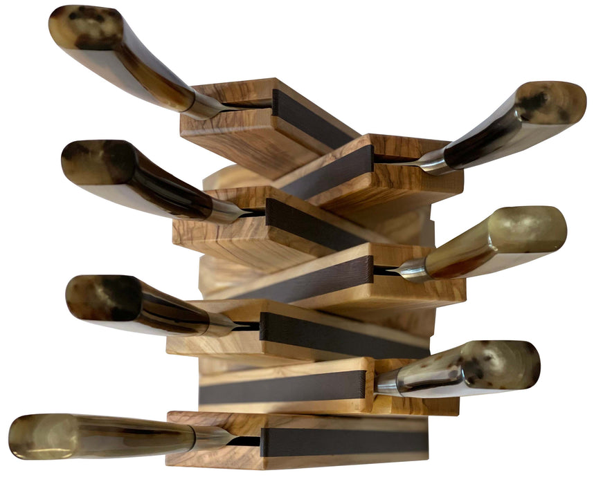 Coltelleria Saladini 7-Piece Knife Block Set with Ox Horn Handle
