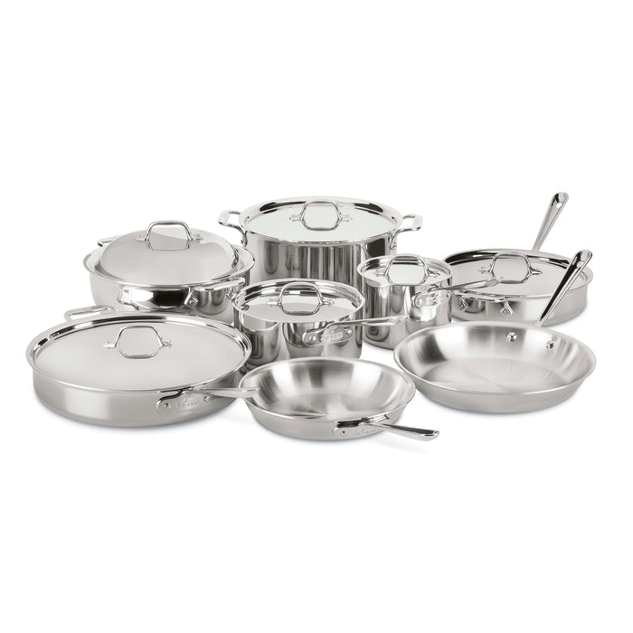 All Clad 401716 3-ply Polished Stainless Steel 14-Piece Cookware Set