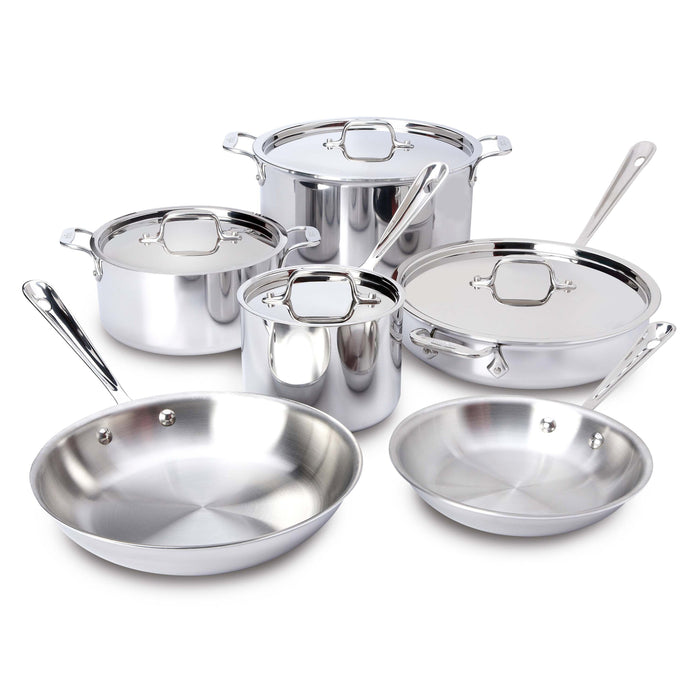All Clad 401877R 3-ply Polished Stainless Steel 10-Piece Cookware Set
