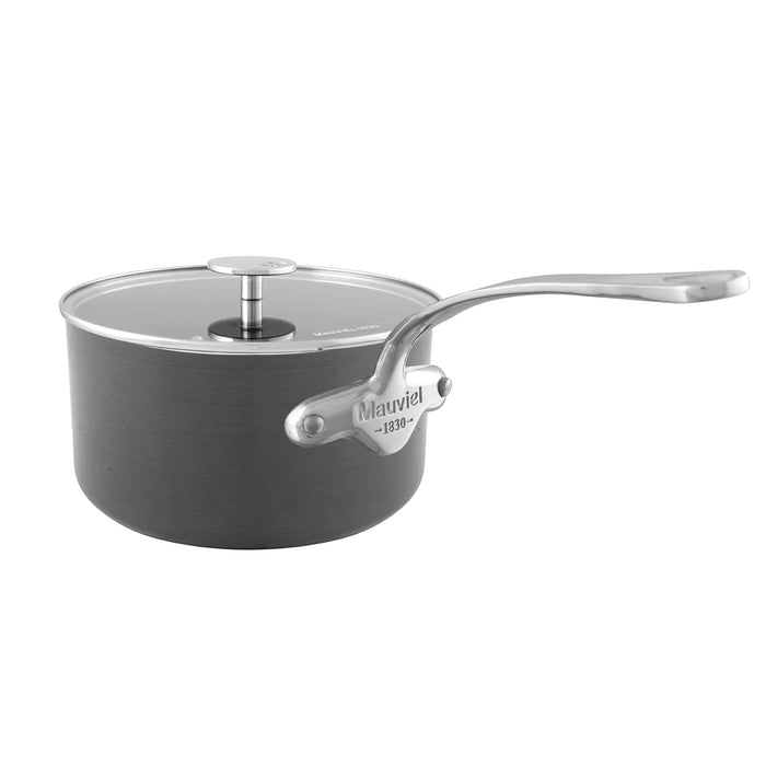 Mauviel M'Stone3 Aluminum Sauce pan With Stainless Steel Handle & Glass Lid, 2.57-Quart