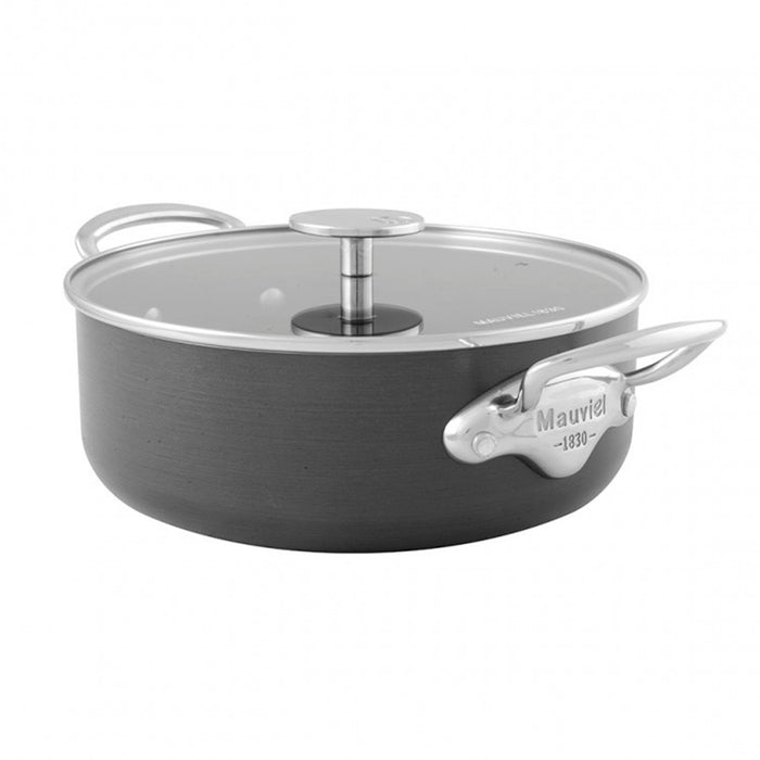 Mauviel M'Stone3 Aluminum Rondeau With Glass Lid & Stainless Steel Handle, 3.7-Quart