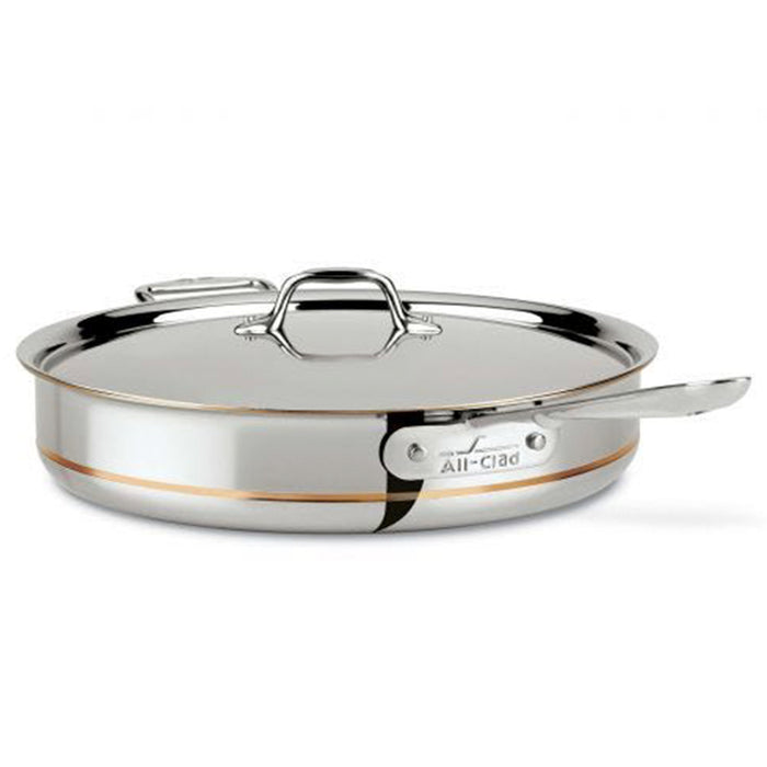 All Clad 6406 SS 5-ply Brushed Copper Core Sauté Pan with Lid, 6-Quart