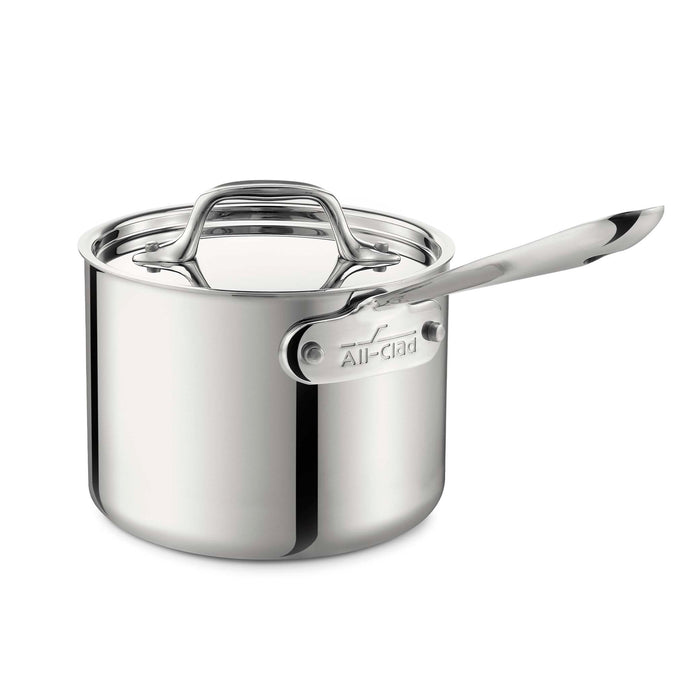 All Clad 4201.5 3-ply Polished Stainless Steel Sauce Pan with Lid, 1.5-Quart