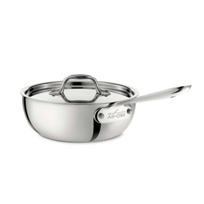 All Clad 4212 3-ply Polished Stainless Steel Saucier with Lid, 2-Quart