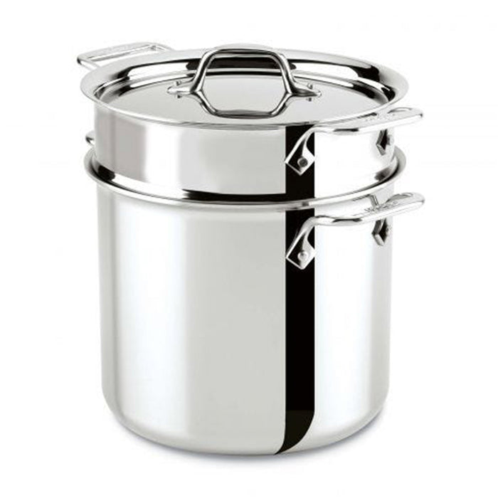 All Clad 4807 3-ply Polished Stainless Steel Pasta Pentola with Lid, 7-Quart
