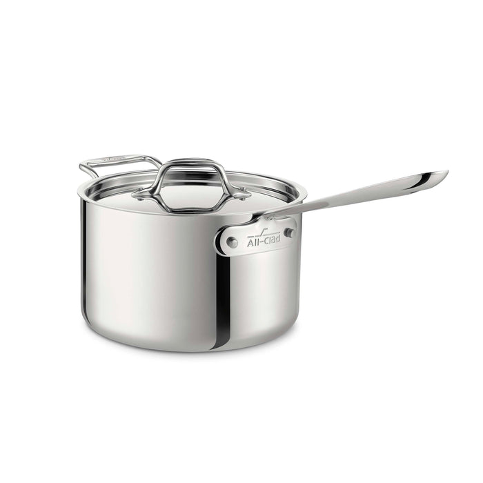 All Clad 4204 W/LOOP 3-ply Polished Stainless Steel Sauce Pan with Loop and Lid, 4-Quart