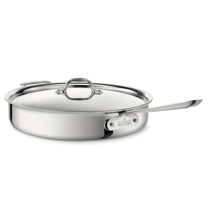 All Clad 4406 3-ply Polished Stainless Steel Saute Pan with Lid, 6-Quart