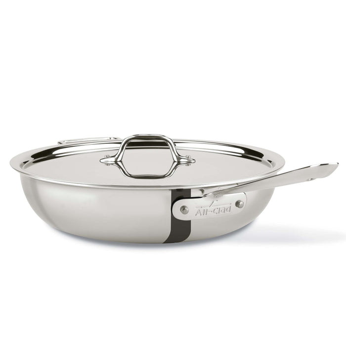 All Clad 440465 3-ply Polished Stainless Steel Weeknight Pan with Lid, 4-Quart
