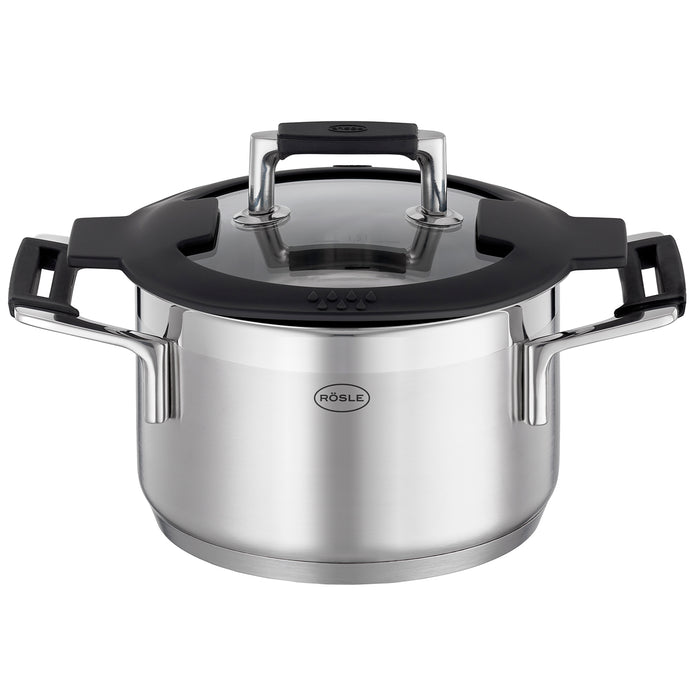 Rosle Silence Pro Stainless Steel High Casserole with Lid, 6.2-Inches