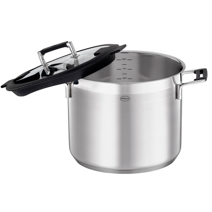 Rosle Silence Pro Stainless Steel High Casserole with Lid, 9.4-Inches