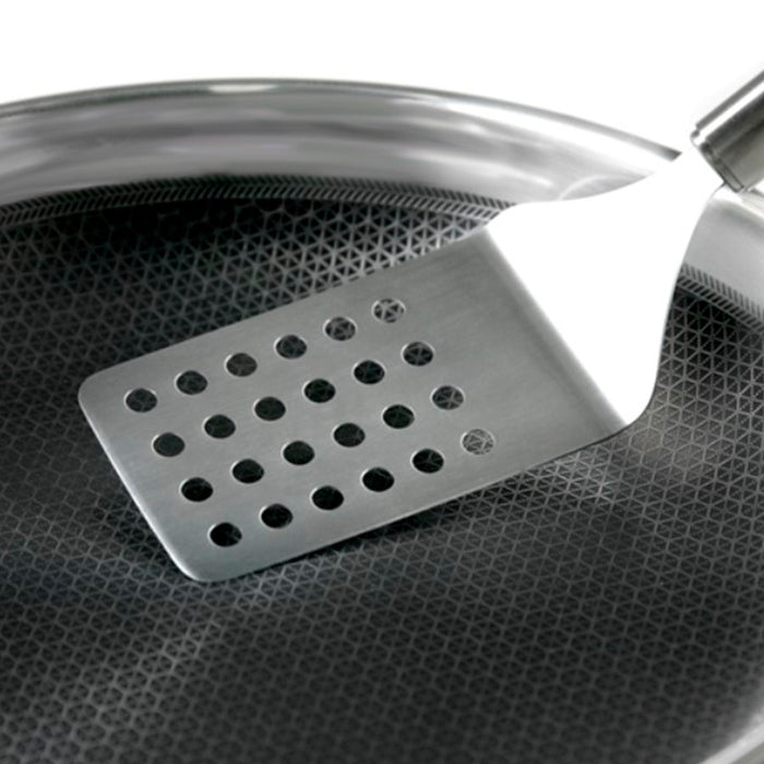 Black Cube Stainless Steel Fry Pan with Glass Lid, 11-Inches