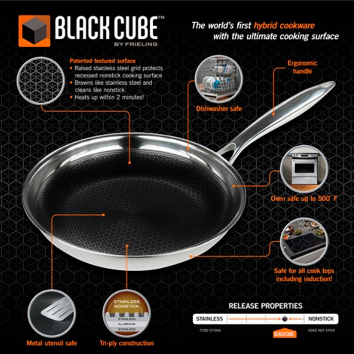 Black Cube Stainless Steel Fry Pan, 11-Inches