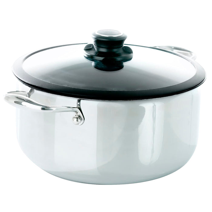 Black Cube Stainless Steel Stock Pot with Lid, 7.5-Quart