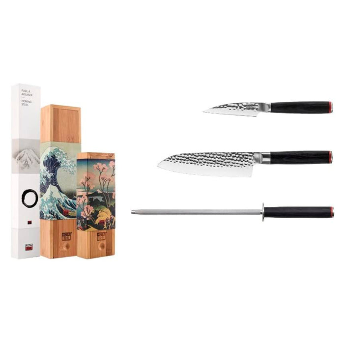 Kotai High Carbon Stainless Steel Pakka 3-Piece Knife Set Starter Deluxe Edition